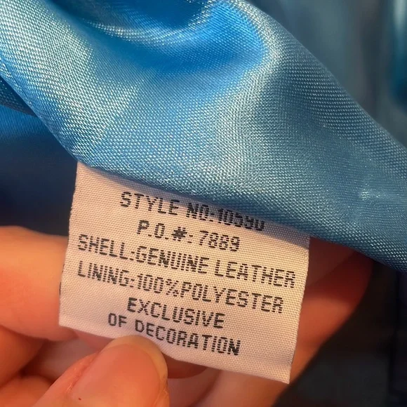 Sharif Studio vintage blue leather coat with rhinestones - plus size, drag - Picture 6 of 6